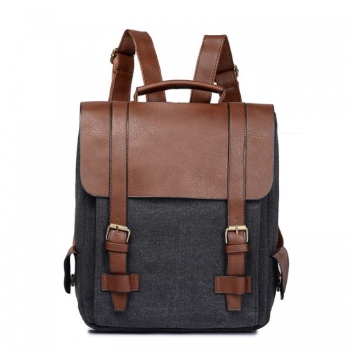 Canvas Leather Padded 15.6 Laptop Backpack