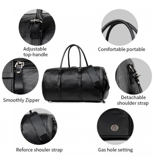 Leather Gym Bag With Shoe Compartment