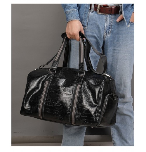 Leather Travel Bag With Shoe Compartment