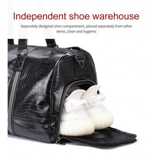 Leather Travel Bag With Shoe Compartment